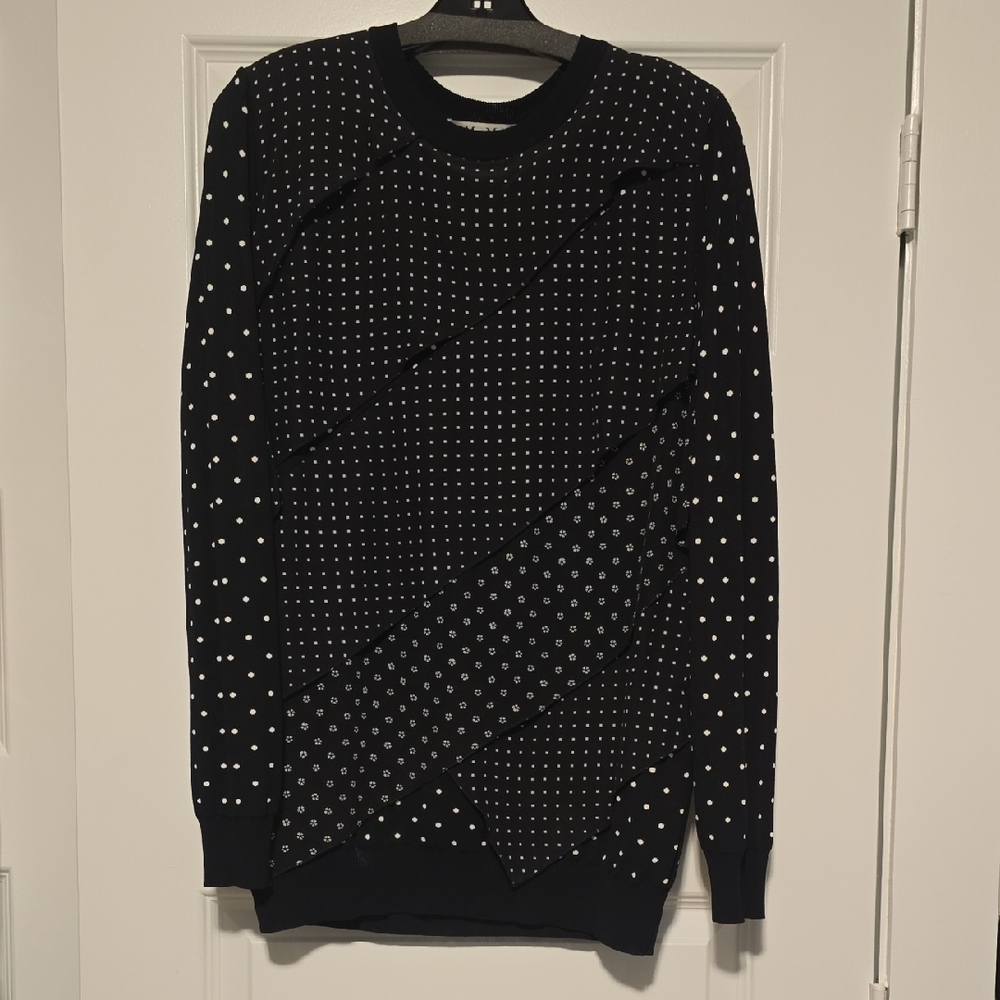 MaxMara Women Black and White Patterned Crewneck Sweater